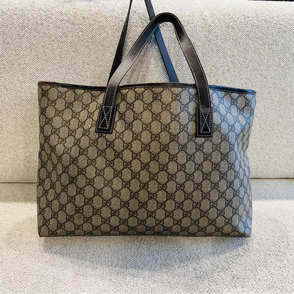 Gucci Beige And Brown Patterned Large Tote